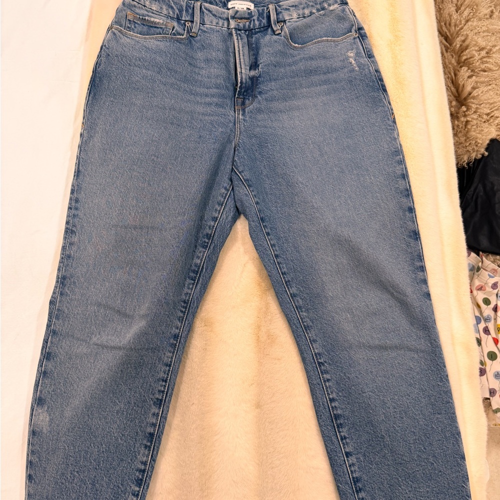 Good American Blue Straight Leg Jeans